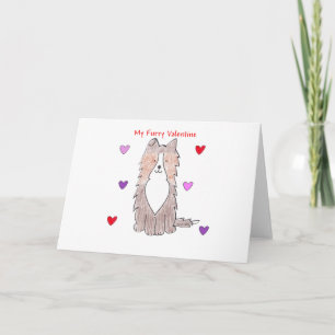 Festiva Tarjeta del día de San Valentín peluda del perro