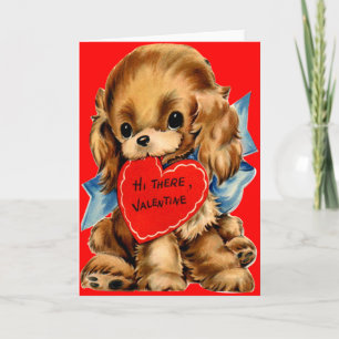 Festiva Tarjeta del día de San Valentín retra del perrito
