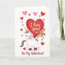 Tarjeta del Día de San Valentín Unicorn Luv!