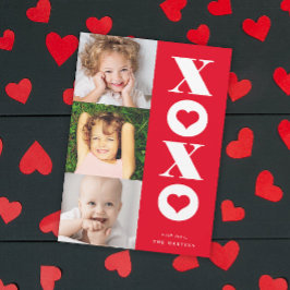 Festiva tarjeta del día de San Valentín xoxo con varias fo