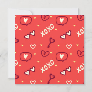 Festiva Tarjeta del Día de San Valentín XOXO Doodle Amor