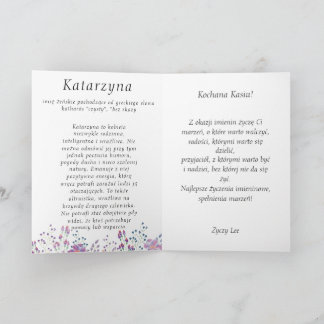 Festiva Tarjeta del día del nombre polaco de Kasia persona