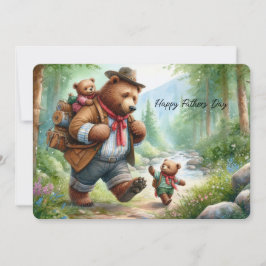 Festiva Tarjeta del Día del Padre con adorable oso en send