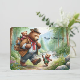 Festiva Tarjeta del Día del Padre con adorable oso en send