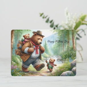 Festiva Tarjeta del Día del Padre con adorable oso en send