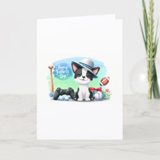 Festiva Tarjeta del Día del Padre con Boston Terrier