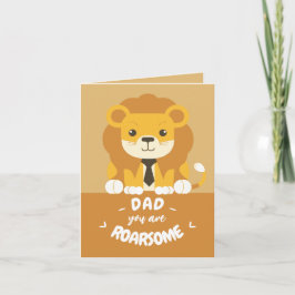 Festiva Tarjeta del Día del Padre con León Padre Rugiente