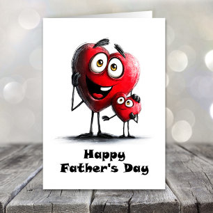 Festiva Tarjeta del Día del Padre Corazones Rojos