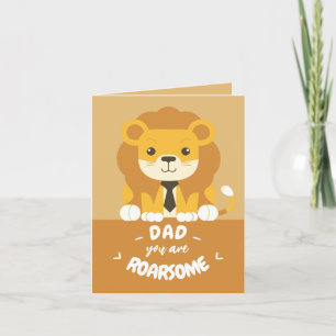 Festiva Tarjeta del Día del Padre del León de Papá Roaroso