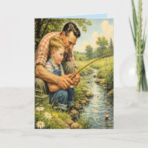 Tarjeta del Día del Padre Retro Padre e Hijo