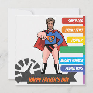 Festiva Tarjeta del Día del Padre Superhéroe Papá
