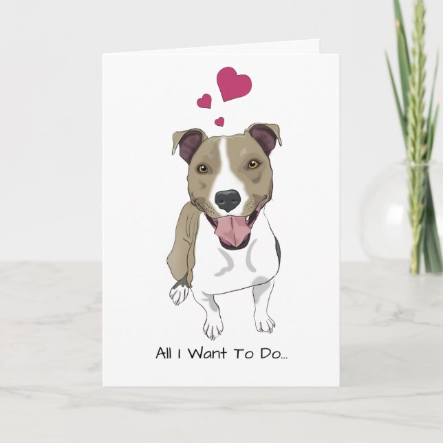 Festiva Tarjeta del el día de San Valentín del pitbull (Anverso)