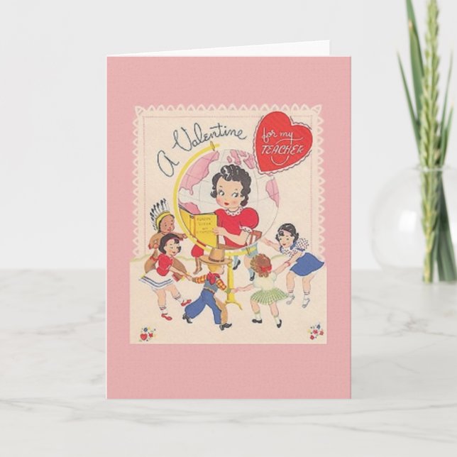 Festiva Tarjeta del el día de San Valentín del profesor (Anverso)