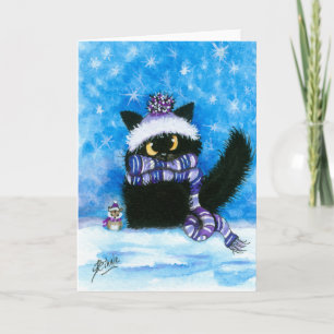 Festiva Tarjeta del hámster del gato de la nieve del
