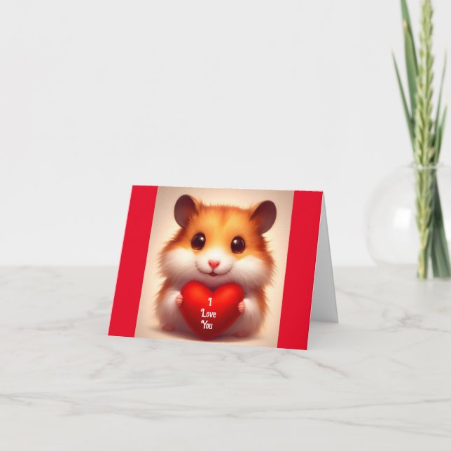 Festiva Tarjeta del hámster Lindo Con Corazón (Anverso)
