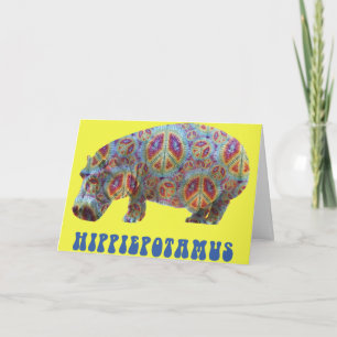 Festiva Tarjeta del Hippopotamus del hippy del Hippie de