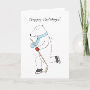 Festiva Tarjeta del hockey del oso polar de la tarjeta de