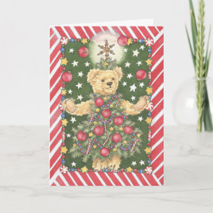 Festiva Tarjeta del juglar del oso de peluche del árbol de