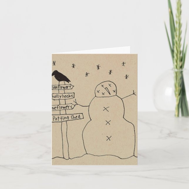Festiva Tarjeta del muñeco de nieve (Anverso)