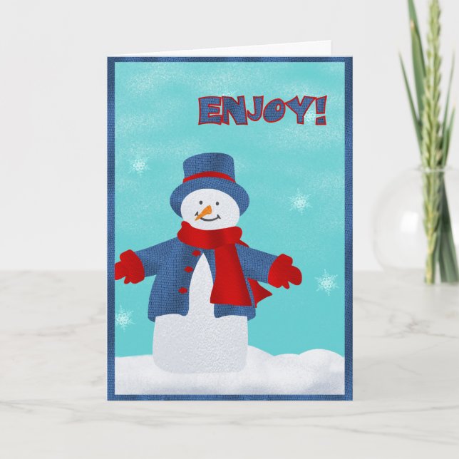 Festiva Tarjeta del muñeco de nieve (Anverso)