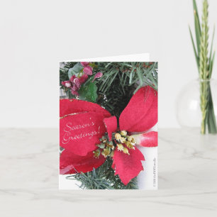 Festiva Tarjeta del Poinsettia de los saludos de la