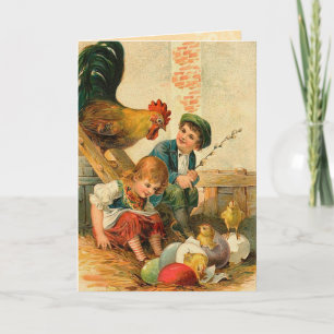 Festiva Tarjeta del polluelo de Pascua del vintage
