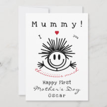 Tarjeta del primer día de la madre divertida y lin