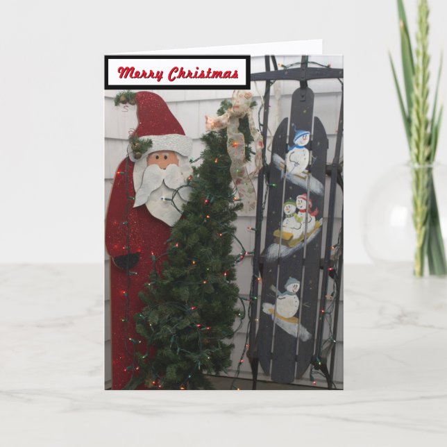 Festiva Tarjeta del trineo de los muñecos de nieve de Papá (Anverso)