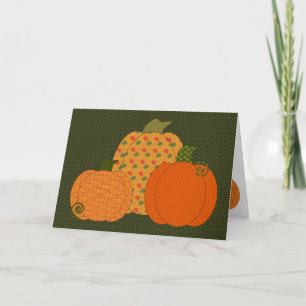 Festiva Tarjeta del trío de la calabaza del calicó