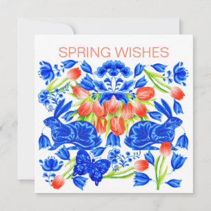 Festiva Tarjeta Delft Rabbits and Tulips