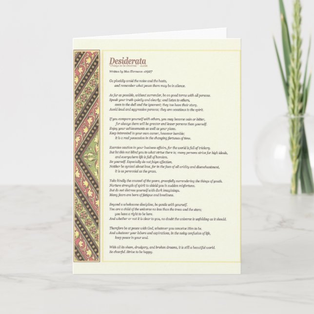 Festiva Tarjeta DESIDERATA (Anverso)