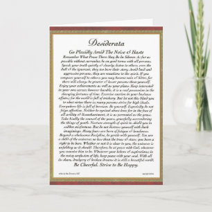 Festiva Tarjeta DESIDERATA de Max Ehrmann-Formal