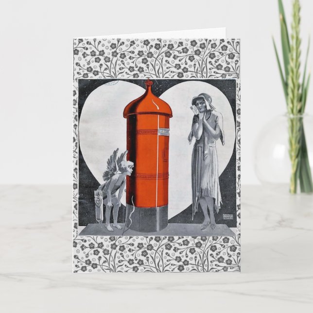Festiva Tarjeta Día de San Valentín Art Deco (Anverso)