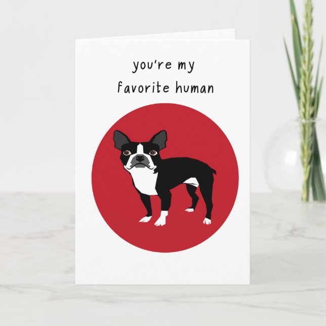 Festiva Tarjeta Día de San Valentín Boston Terrier (Anverso)