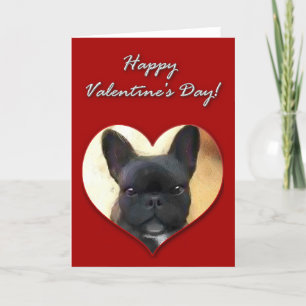 Festiva Tarjeta Día de San Valentín de Bulldog francesa