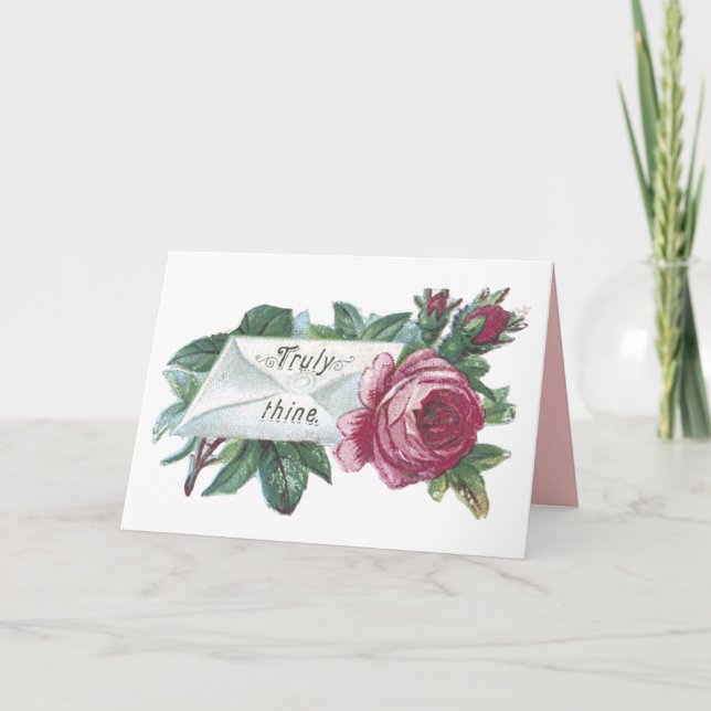 Festiva Tarjeta Día de San Valentín de moda antigua (Anverso)