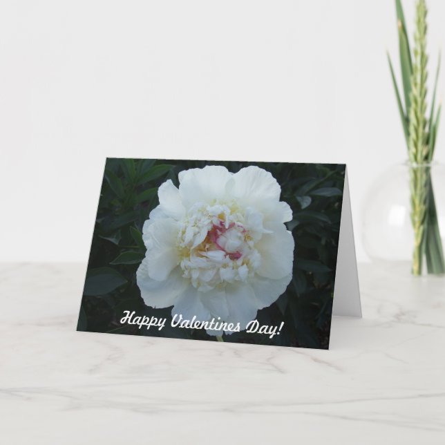 Festiva Tarjeta Día de San Valentín de Peonies (Anverso)