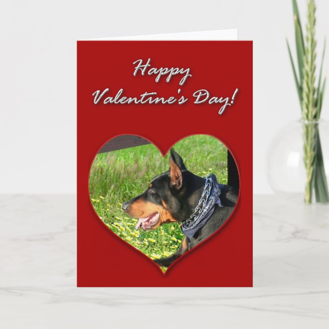 Festiva Tarjeta Día de San Valentín Doberman Pinscher (Anverso)