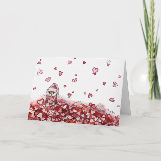 Festiva Tarjeta Día de San Valentín Hammie Hamster (Anverso)