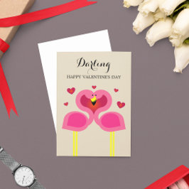 Festiva Tarjeta Día de San Valentín personalizada Flamingo
