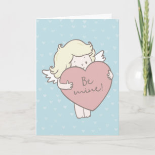 Festiva tarjeta día de San Valentín, 'sé mía' cupido