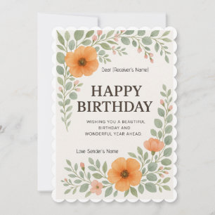 Festiva Tarjeta digital floral feliz Personalizado de cump