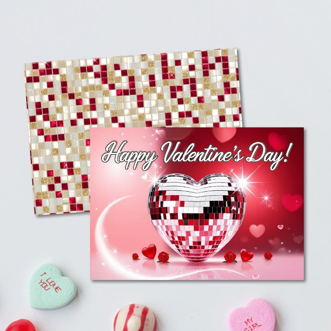 Festiva Tarjeta Disco Heart Valentine (Disco Heart Valentine's Card)