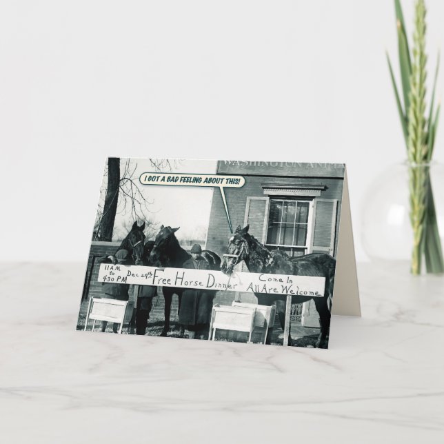 Festiva Tarjeta divertida - Cena de caballos (Anverso)