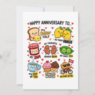 Festiva Tarjeta divertida de aniversario para pareja   Amo