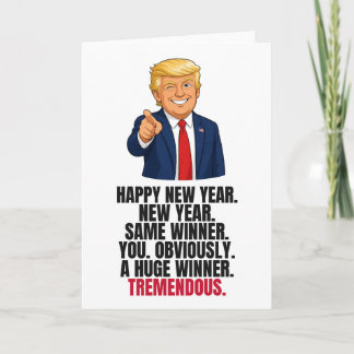 Festiva Tarjeta divertida de Año Nuevo de Trump para amigo