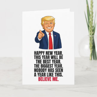 Festiva Tarjeta divertida de Año Nuevo de Trump para la fa