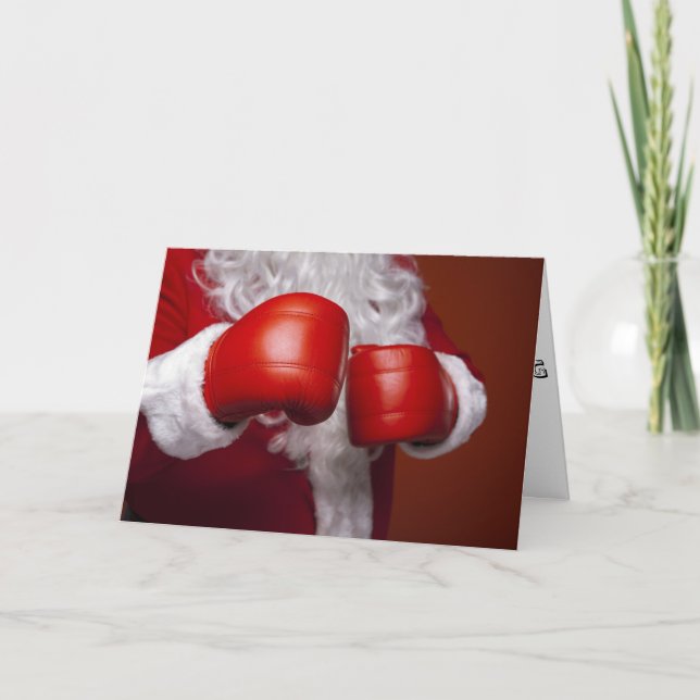 Festiva Tarjeta divertida de boxeo de Santa Claus (Anverso)