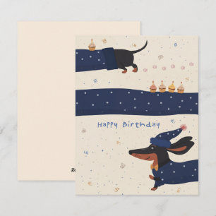 Festiva Tarjeta divertida de cumpleaños de Dachshund, rega