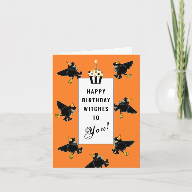 Festiva Tarjeta divertida de cumpleaños de Halloween (Anverso)